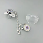 Charger l'image dans la galerie, Sucette Bébé Blanche avec Attache-sucette en Perles