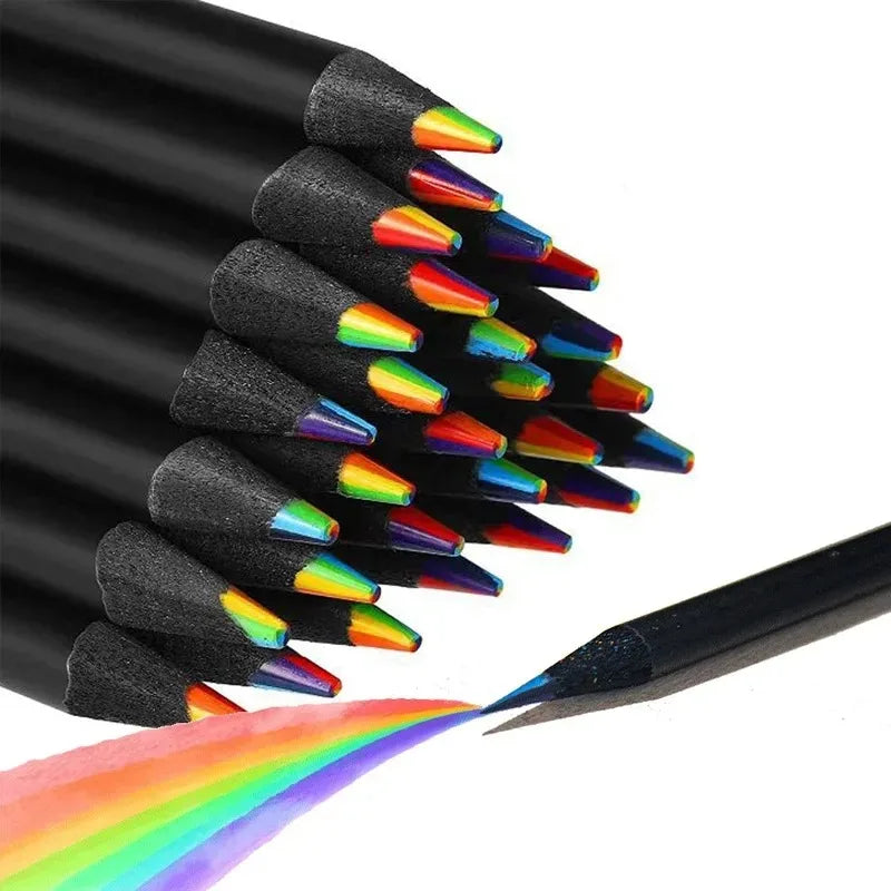 10 Pcs de Crayons de Couleur Arc-en-ciel