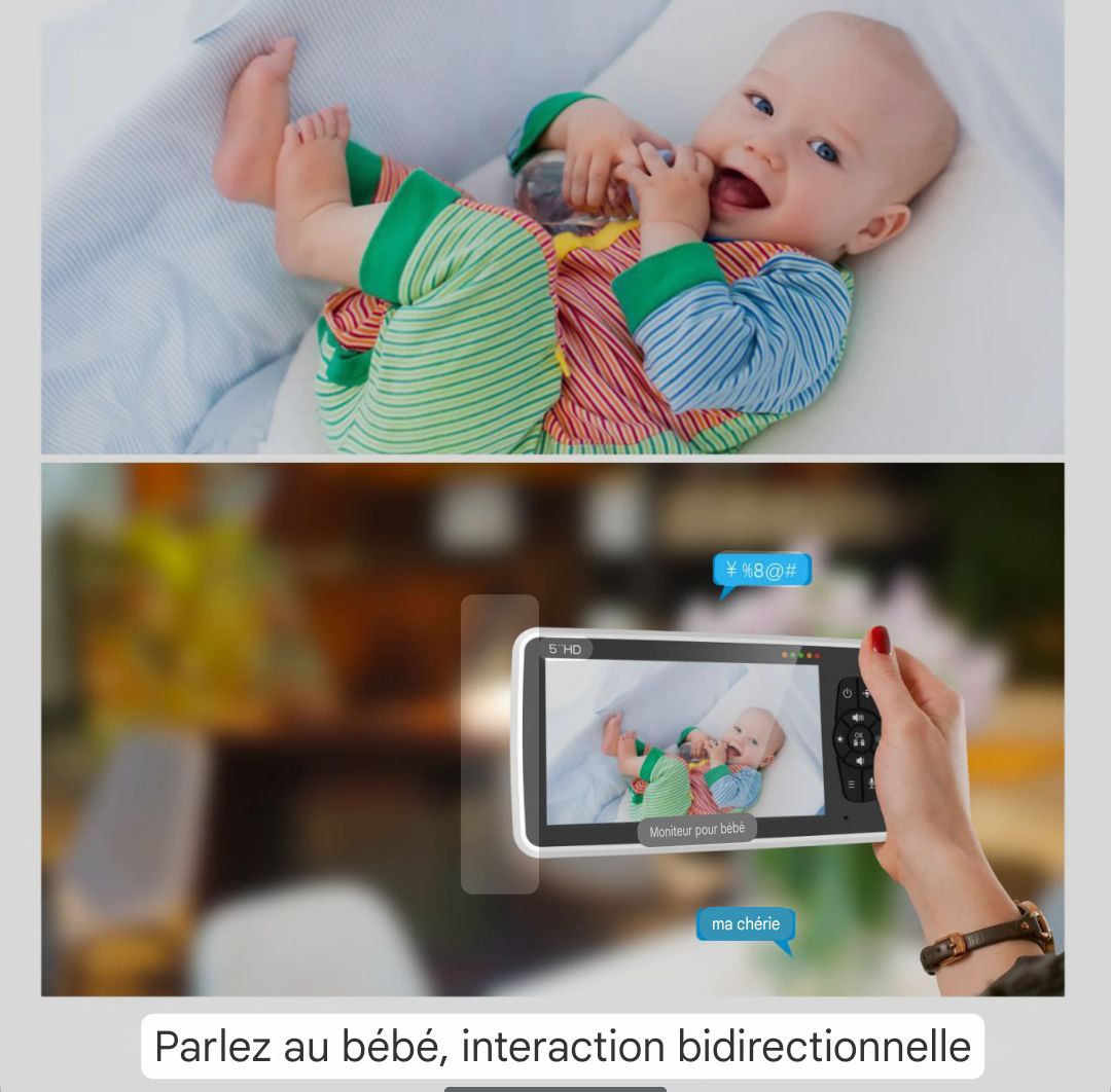 Babyphone Vidéo 5 Pouces
