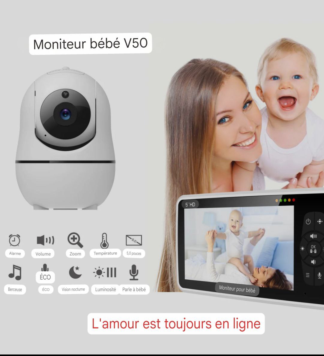 Babyphone Vidéo 5 Pouces