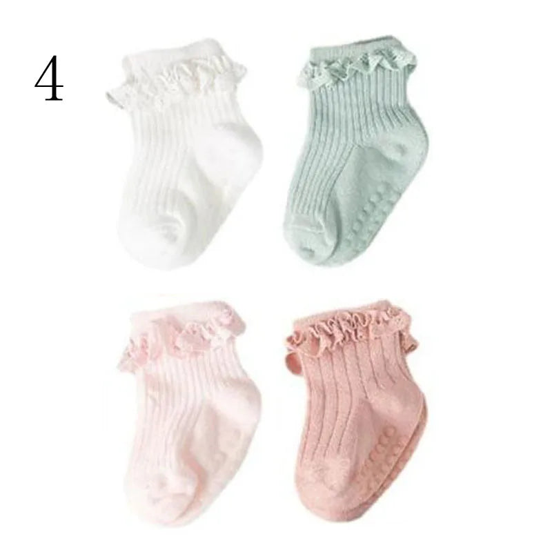 Chaussettes Bébé Automne et Hiver en Coton – Lot de 4 Paires