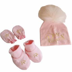 Ensemble Bonnet + Chaussons + Moufles pour Nouveau-né