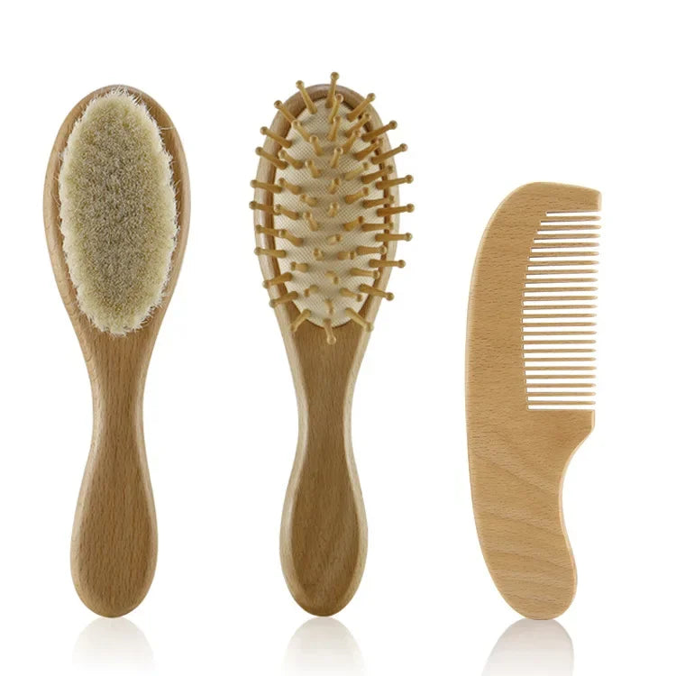 Ensemble Peigne et Brosse Bebe en Bois