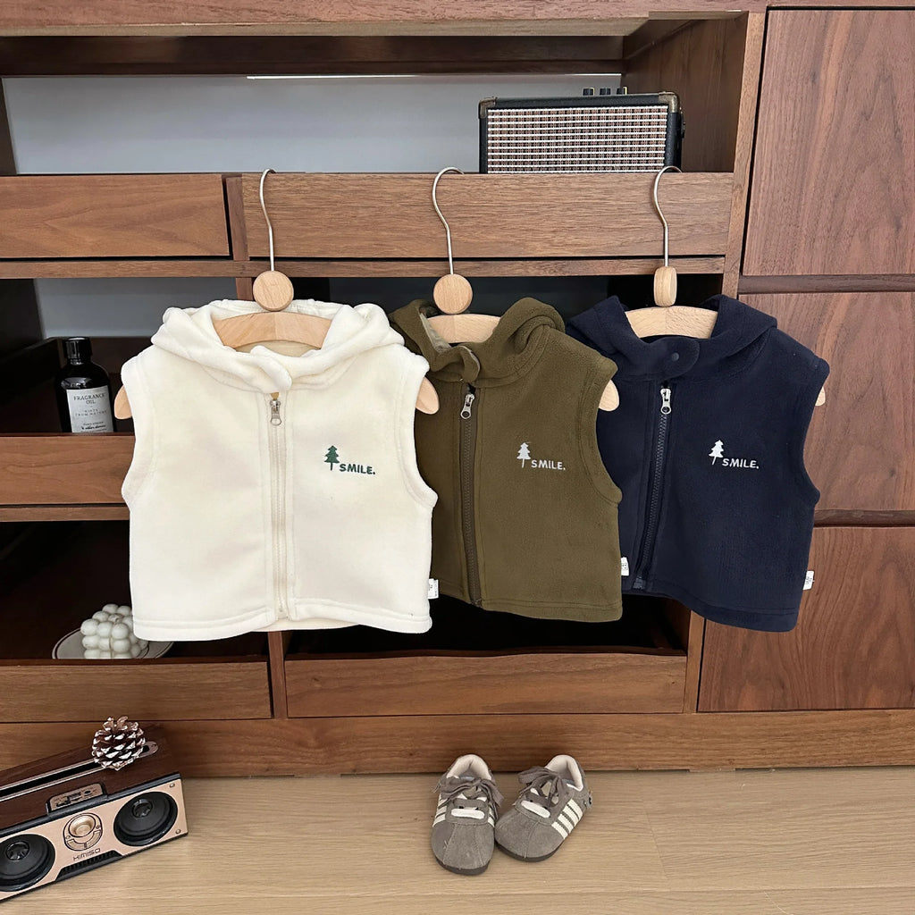 Gilet Bébé à Capuche en Velours