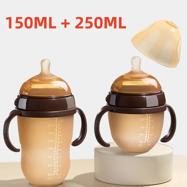 Lot de 2 Biberons Bébé BiSantos en Silicone avec Poignée