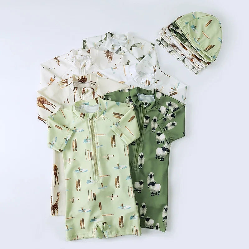 Maillot de Bain Bébé Garçon et Fille Manche Courte