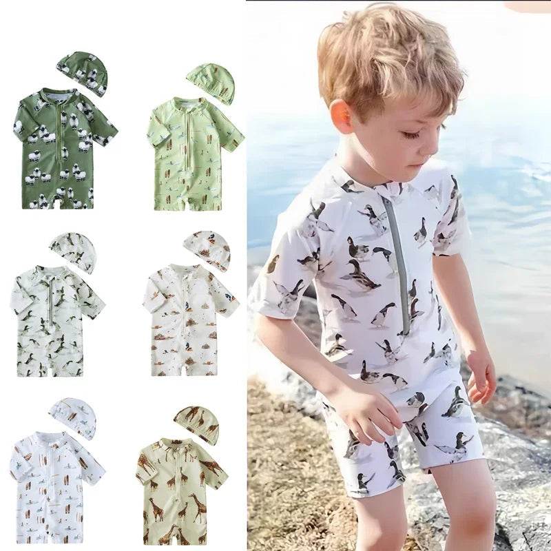 Maillot de Bain Bébé Garçon et Fille Manche Courte