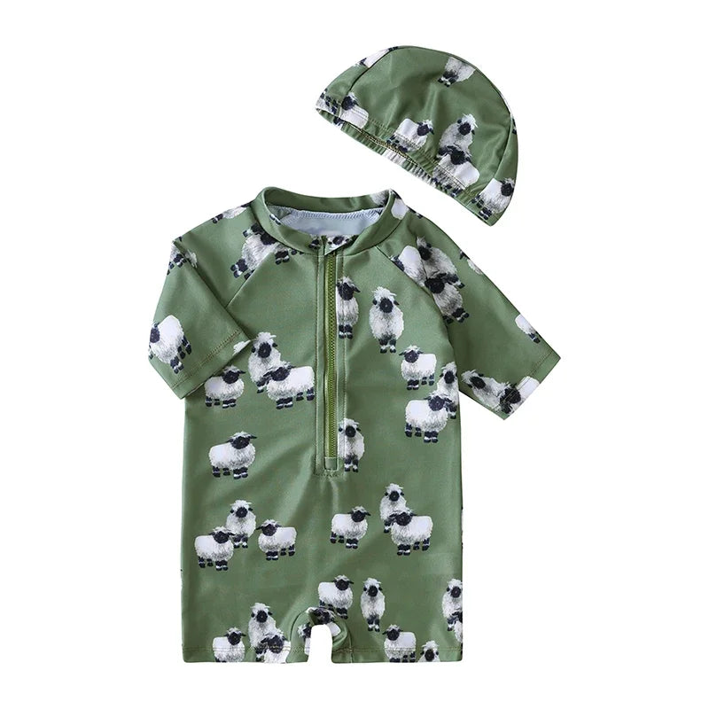 Maillot de Bain Bébé Garçon et Fille Manche Courte