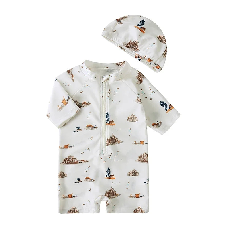 Maillot de Bain Bébé Garçon et Fille Manche Courte