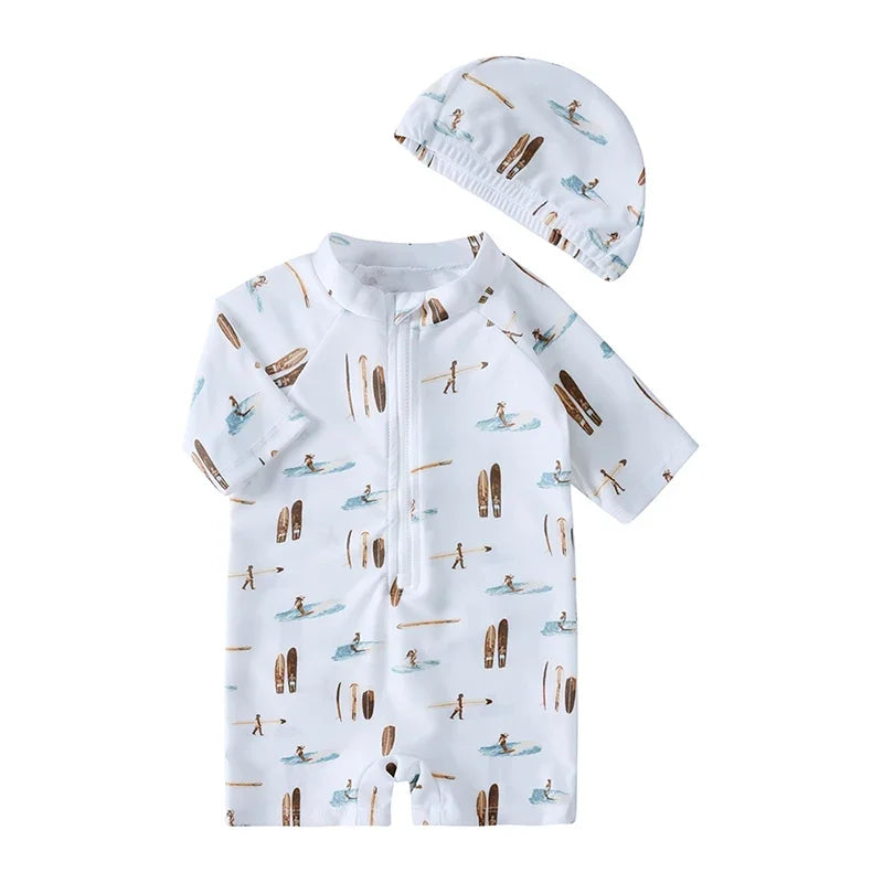 Maillot de Bain Bébé Garçon et Fille Manche Courte