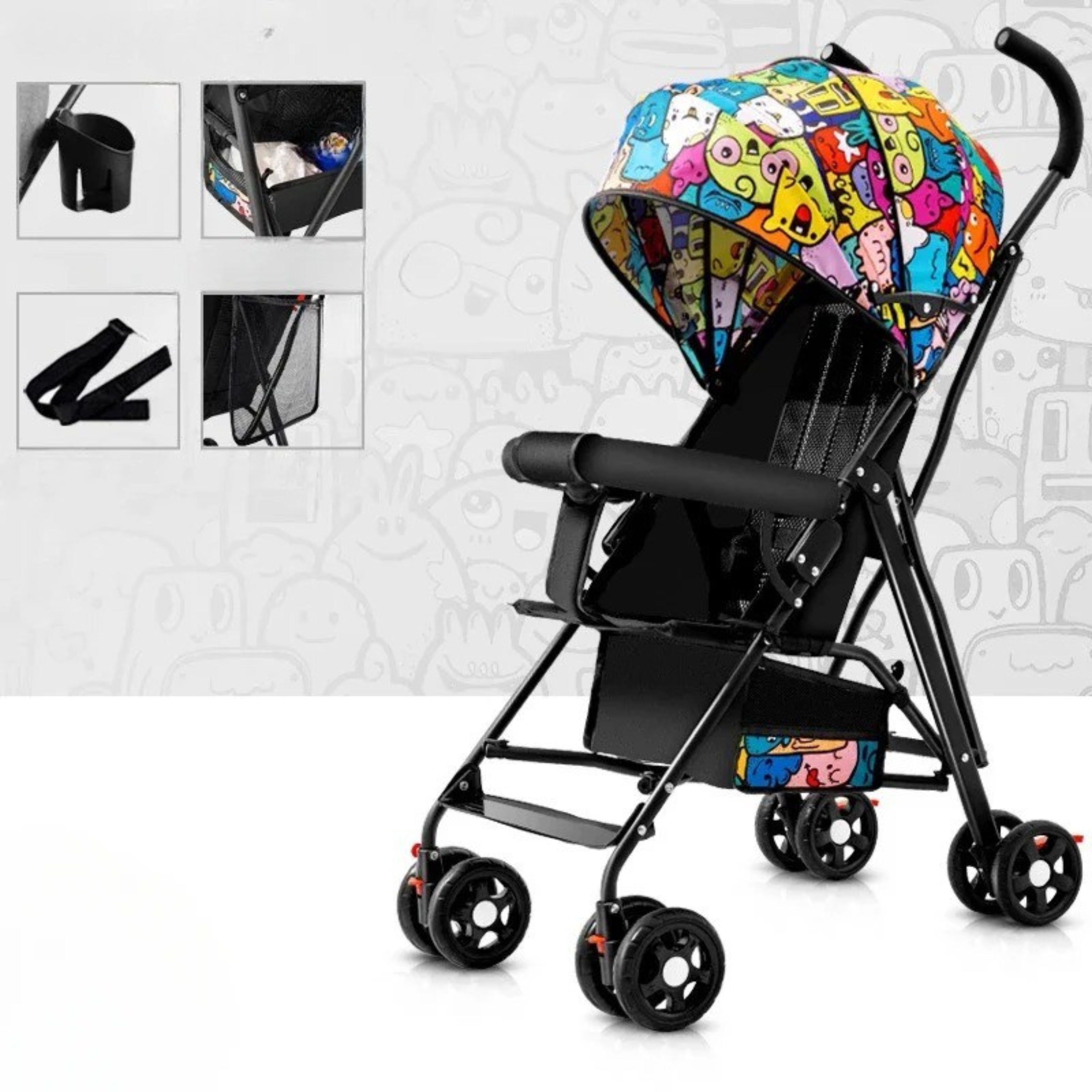 Poussette Bébé Portable et Pliable avec Parapluie de Voyage