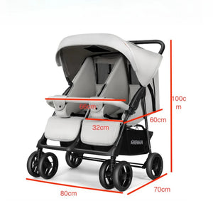 Poussette Double Compacte Pliable et Portable