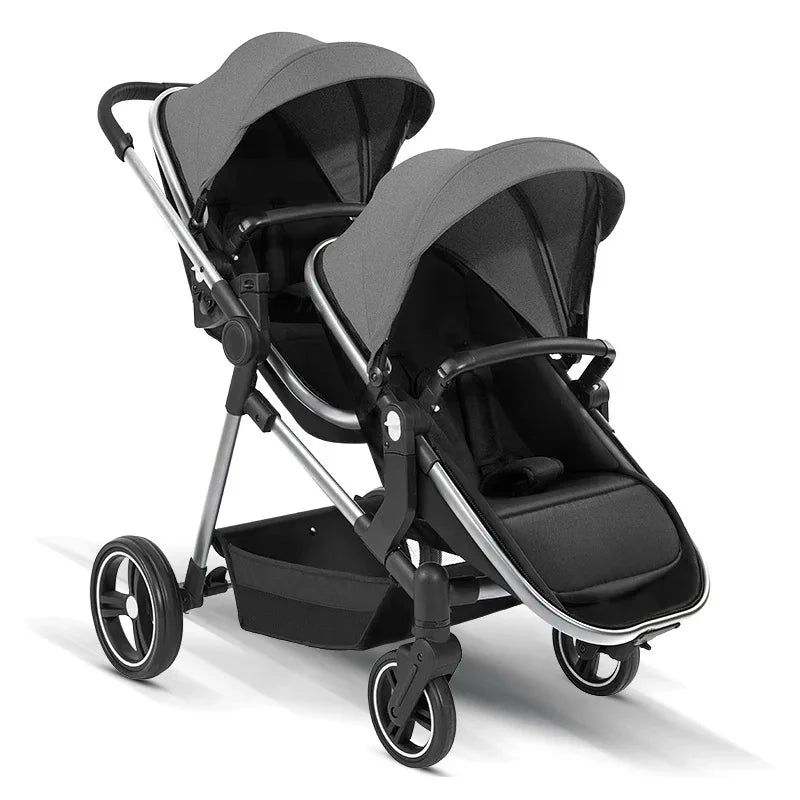 Poussette Jumeaux Bébé Pliable avec Amortisseur 