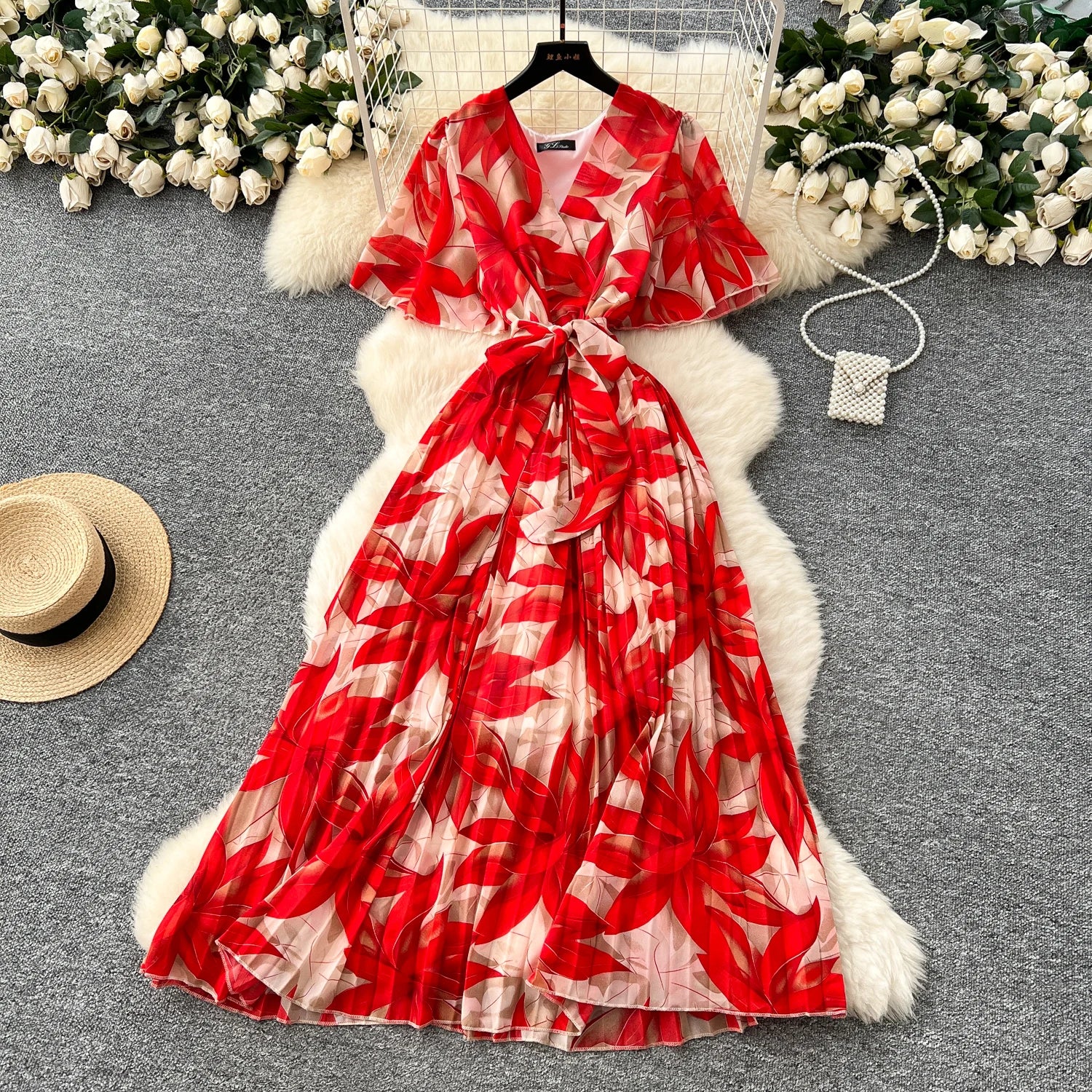 Robe de Soiree pour Femme Manches Volantes