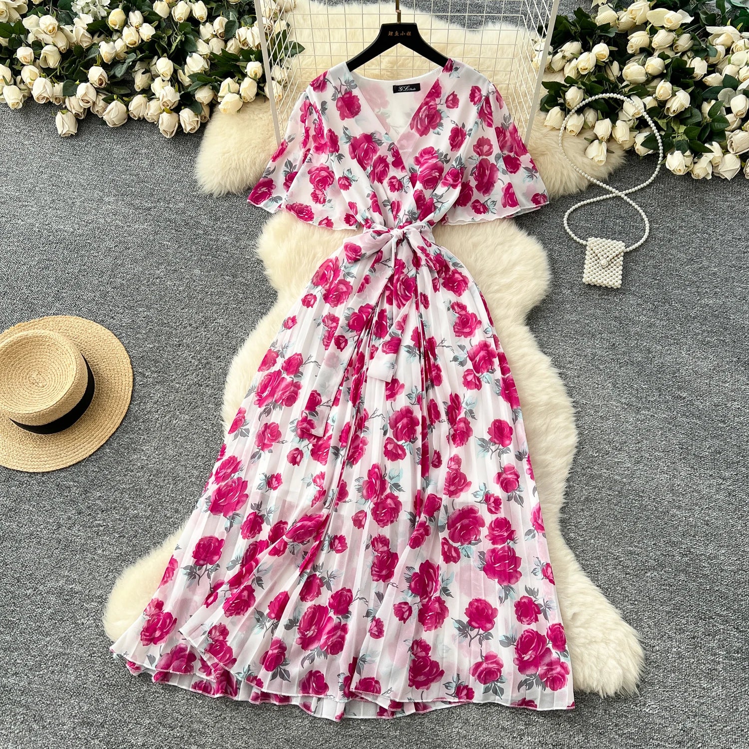 Robe de Soiree pour Femme Manches Volantes