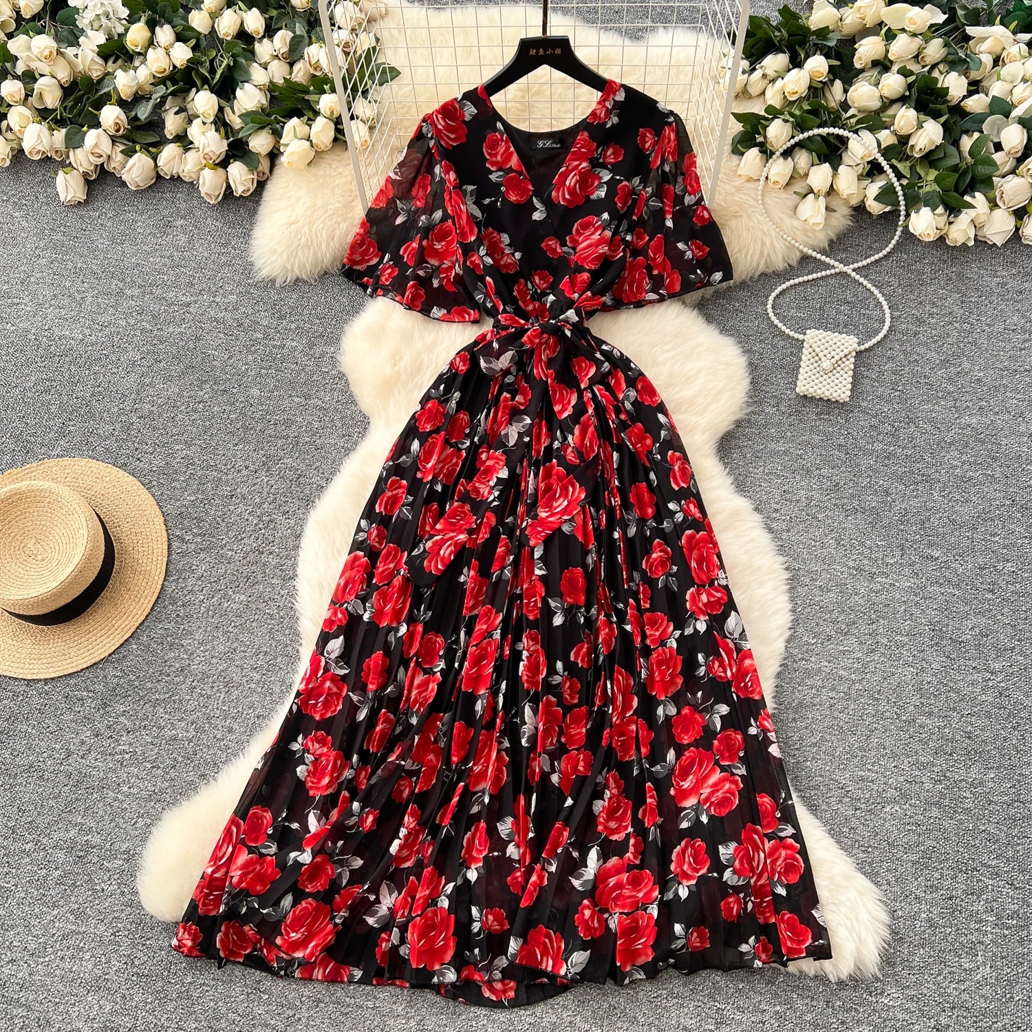 Robe de Soiree pour Femme Manches Volantes