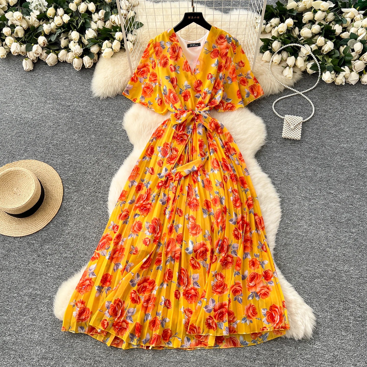 Robe de Soiree pour Femme Manches Volantes