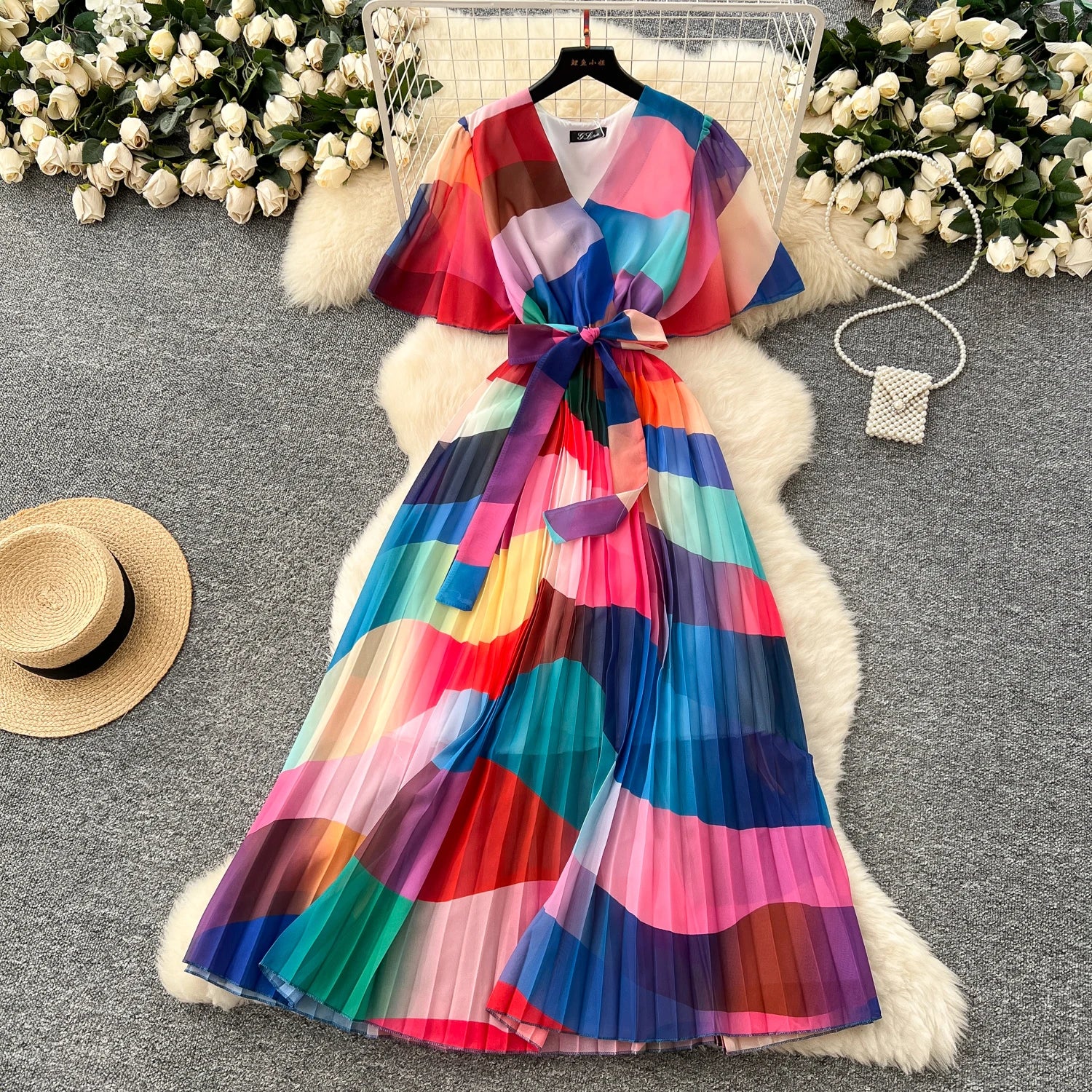 Robe de Soiree pour Femme Manches Volantes