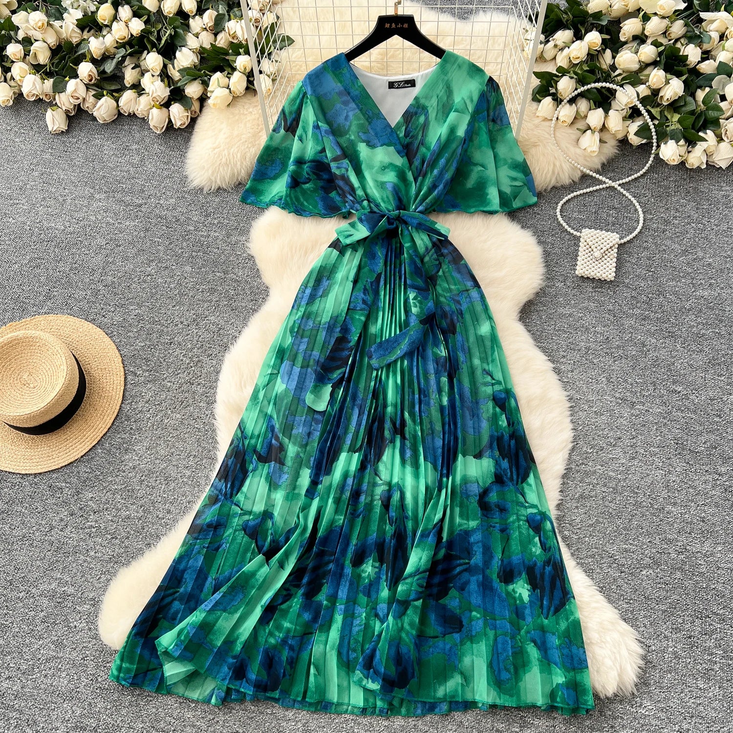 Robe de Soiree pour Femme Manches Volantes