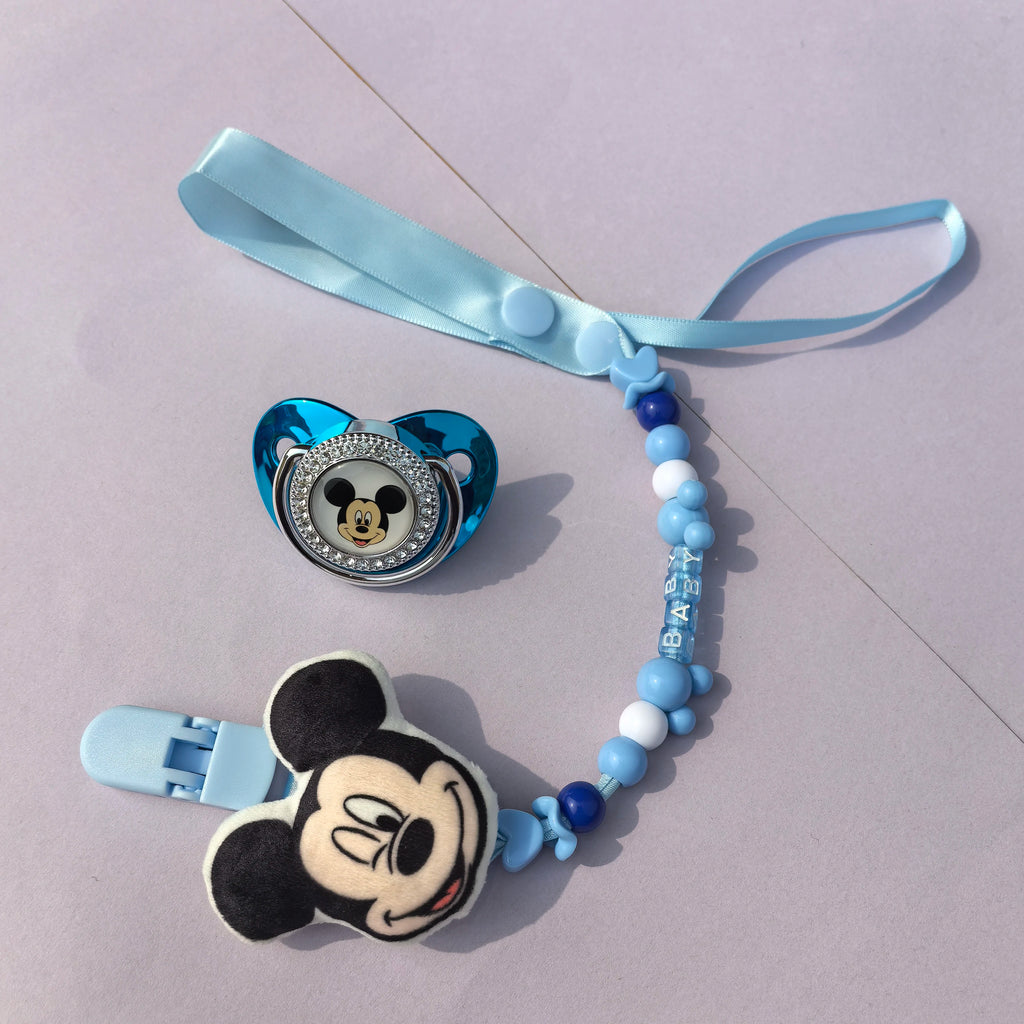 Sucette Bébé Personnalisée Mickey Mouse & Attache Sucette