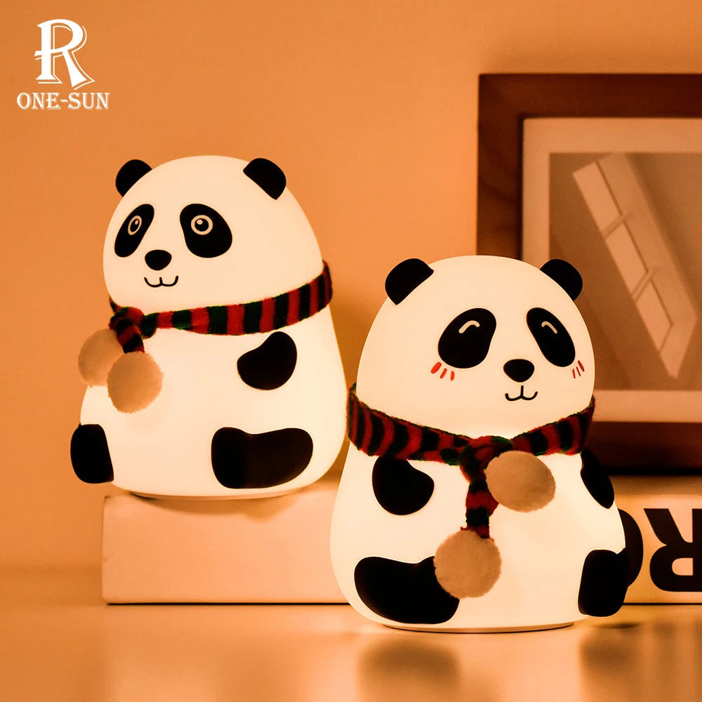Veilleuse Panda Silicone Tactile Souple sans Fil Rechargeable
